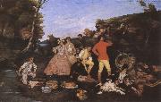 Gustave Courbet Hunter-s picnic oil painting picture wholesale